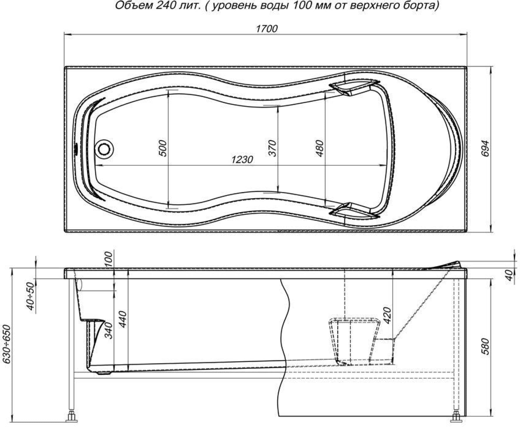 Акриловая ванна Aquanet Tessa NEW 170x70 Акриловая ванна Aquanet Tessa NEW 170x70