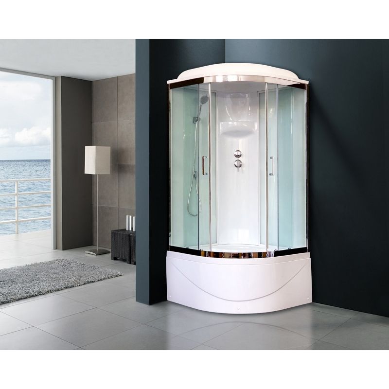 Душевая кабина Royal Bath ВК 100x100 RB100BK6-WT-CH стекло прозрачное задняя стенка Белая Душевая кабина Royal Bath ВК 100x100 RB100BK6-WT-CH стекло прозрачное задняя стенка Белая