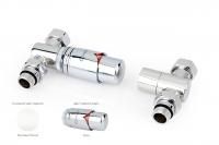 Автоматический терморегулятор прямой G 1/2" НР х G 3/4" НГ (набор) (Матовый белый - Хром)