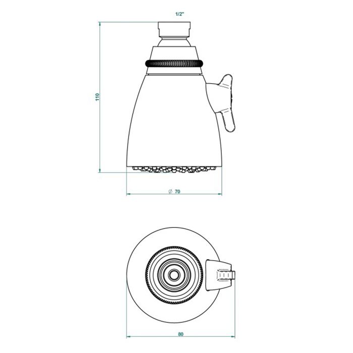 THG MOSSI CRISTAL CLAIR Верхний душ Ø70 мм., с регулировкой напора, цвет хром