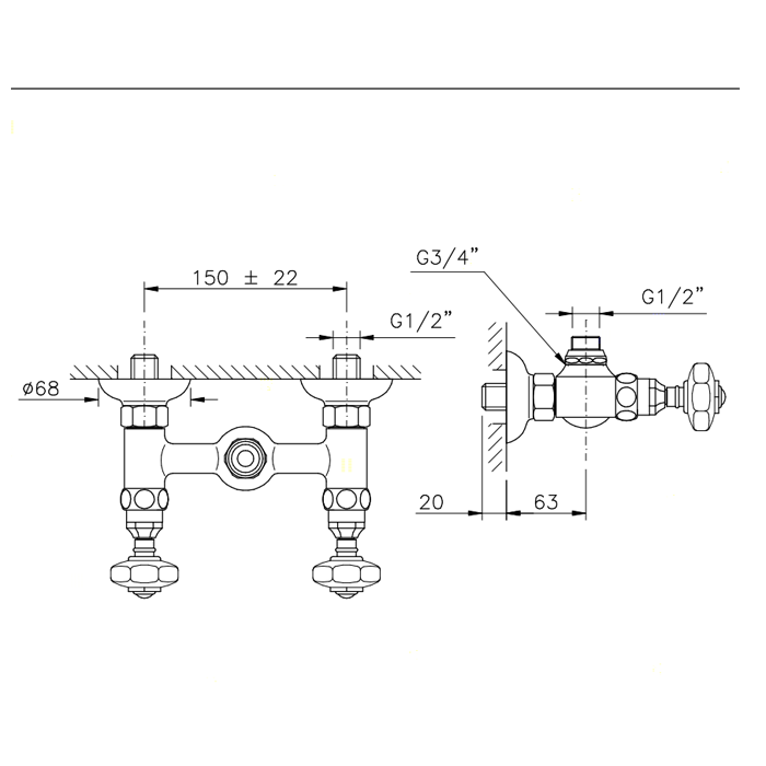 Nicolazzi Teide Смеситель для душа без гибкого шланга и лейки, ручки Crystal handle, цвет: хром, артикул 1925CR15