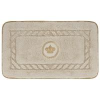 Коврик для ванной комнаты 60х100 см. вышивка логотип КОРОНА, кремовый, окантовка золото