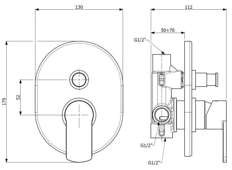 Встраиваемый смеситель для душа CEZARES GLAM-VDIM