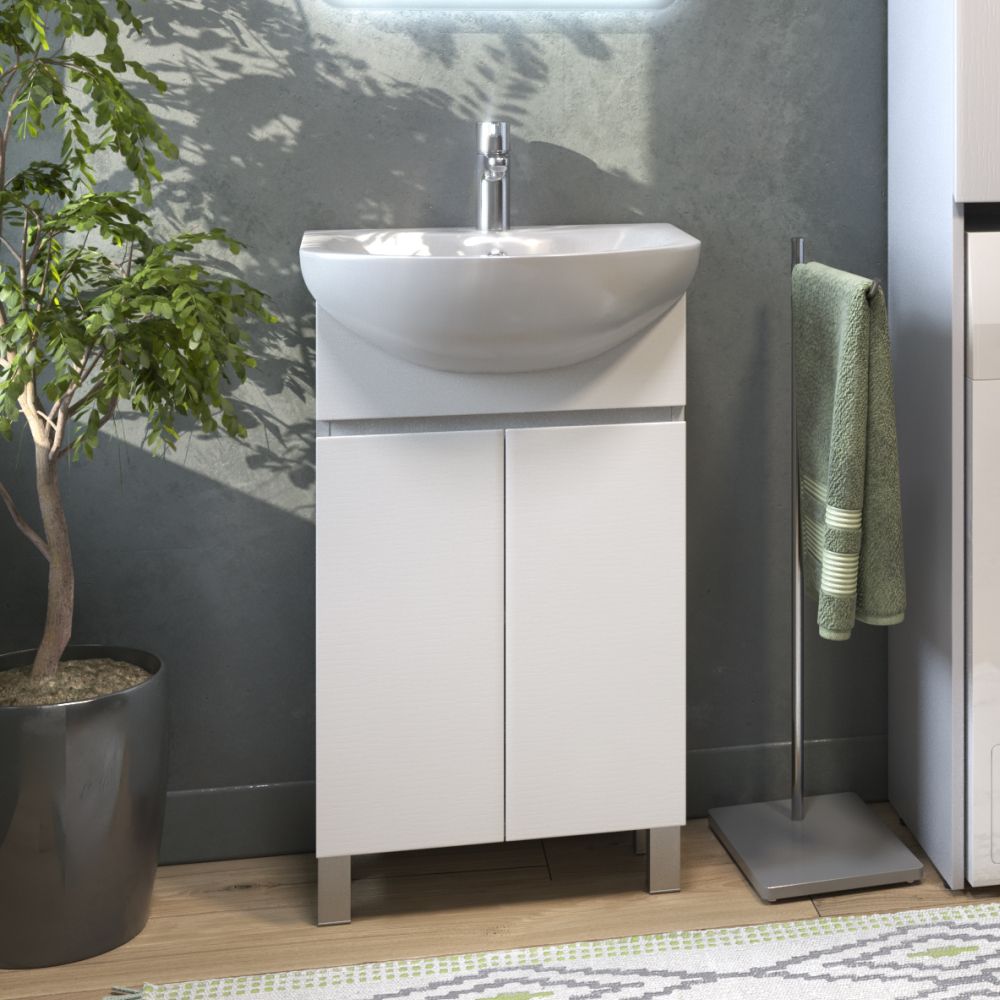 Тумба под раковину напольная VIGO Wing tn.WIN.BAL.50.2D белый, 50 см, артикул tn.WIN.BAL.50.2D белый