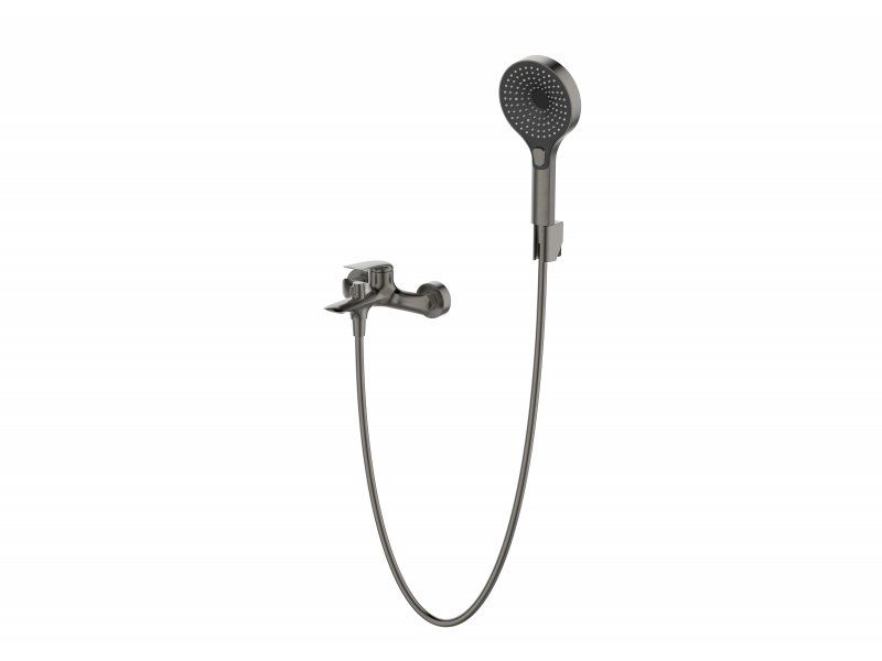 METAURO-VD-BORO Смеситель для ванны и душа однорычажный в комплекте с ручным душем, шлангом и держателем, брашированное золото, артикул METAURO-VD-BORO