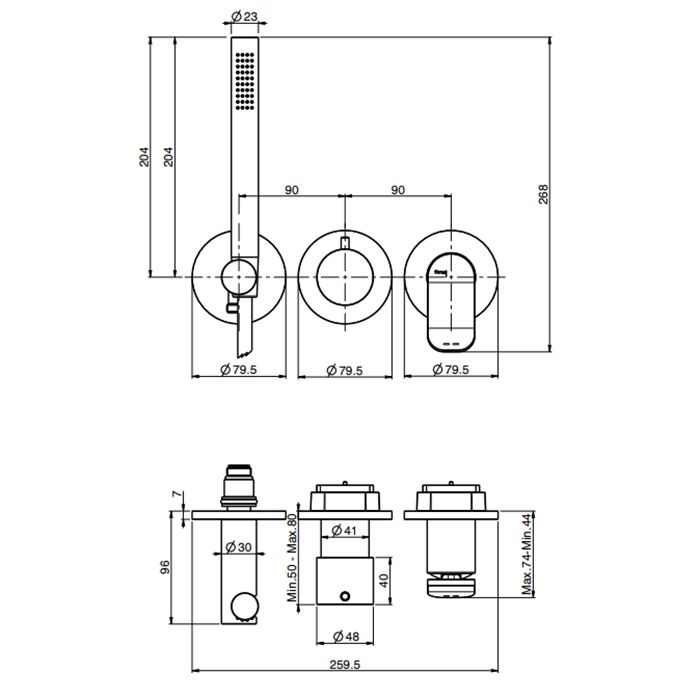 Fima Carlo Frattini Flo Смеситель для душа, встраиваемый, с ручным душем, с переключатем на 2 выхода, цвет: хром Fima Carlo Frattini Flo Смеситель для душа, встраиваемый, с ручным душем, с переключатем на 2 выхода, цвет: хром