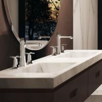 CISAL Cherie Смеситель для раковины на 3 отверстия с донным клапаном, цвет хром/черный матовый