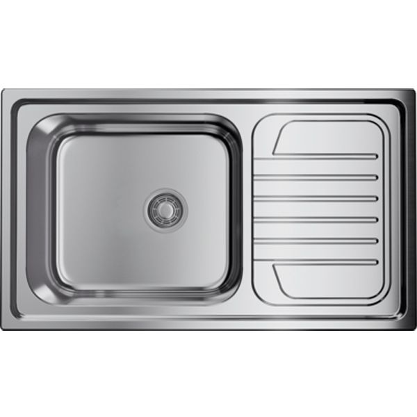 Мойка, OMOIKIRI, Haruna, с крылом, ширина, мм-860, глубина, мм-500, высота, мм-210, тип установки-встраиваемый, отверстия для смесителя-отсутствуют, с переливом, сифон, донный клапан и уплотнительная подкладка в комплекте, материал-нержавеющая сталь, креп