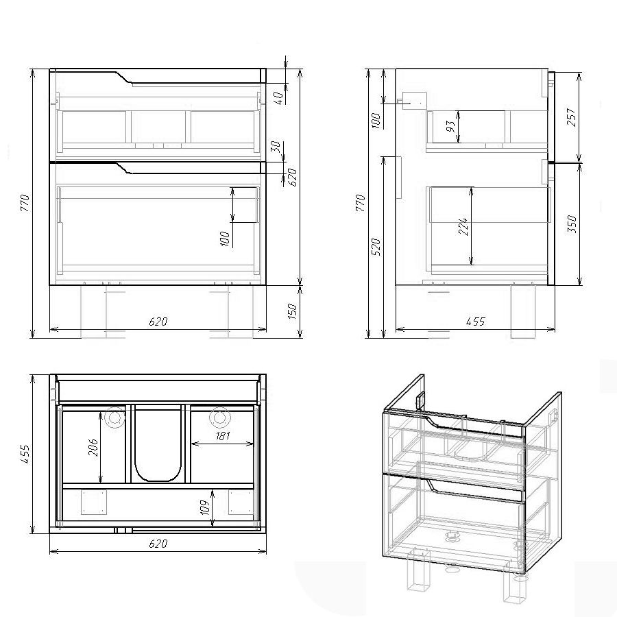 Тумба Hella stor 65, серый лак