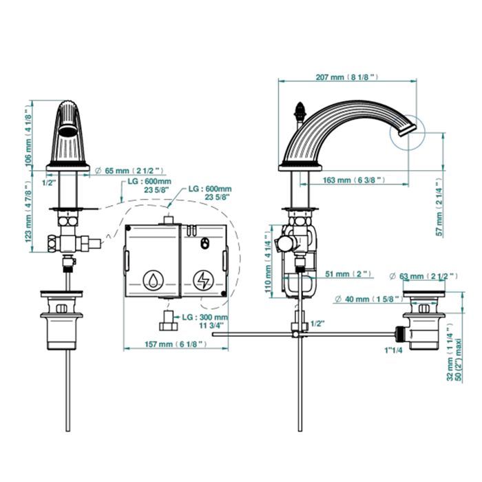 THG MALMAISON METAL Излив для раковины, цвет Хром/золото