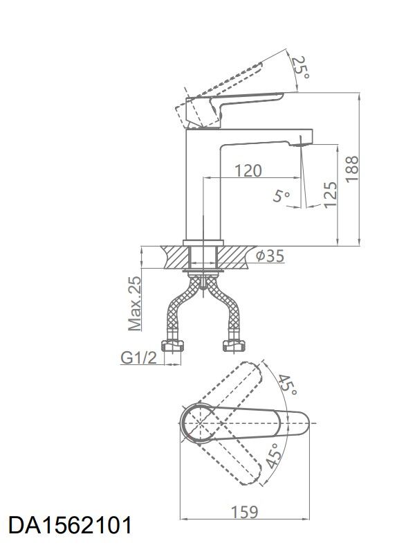 Смеситель для раковины D&K Bayern.München хром (DA1562101 ), артикул DA1562101