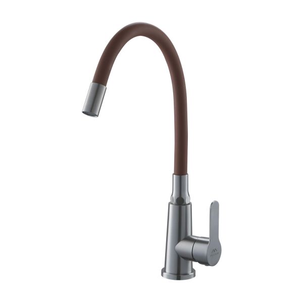 Смеситель для кухни с гибким изливом FASHUN A54301-16, сатин/коричневый