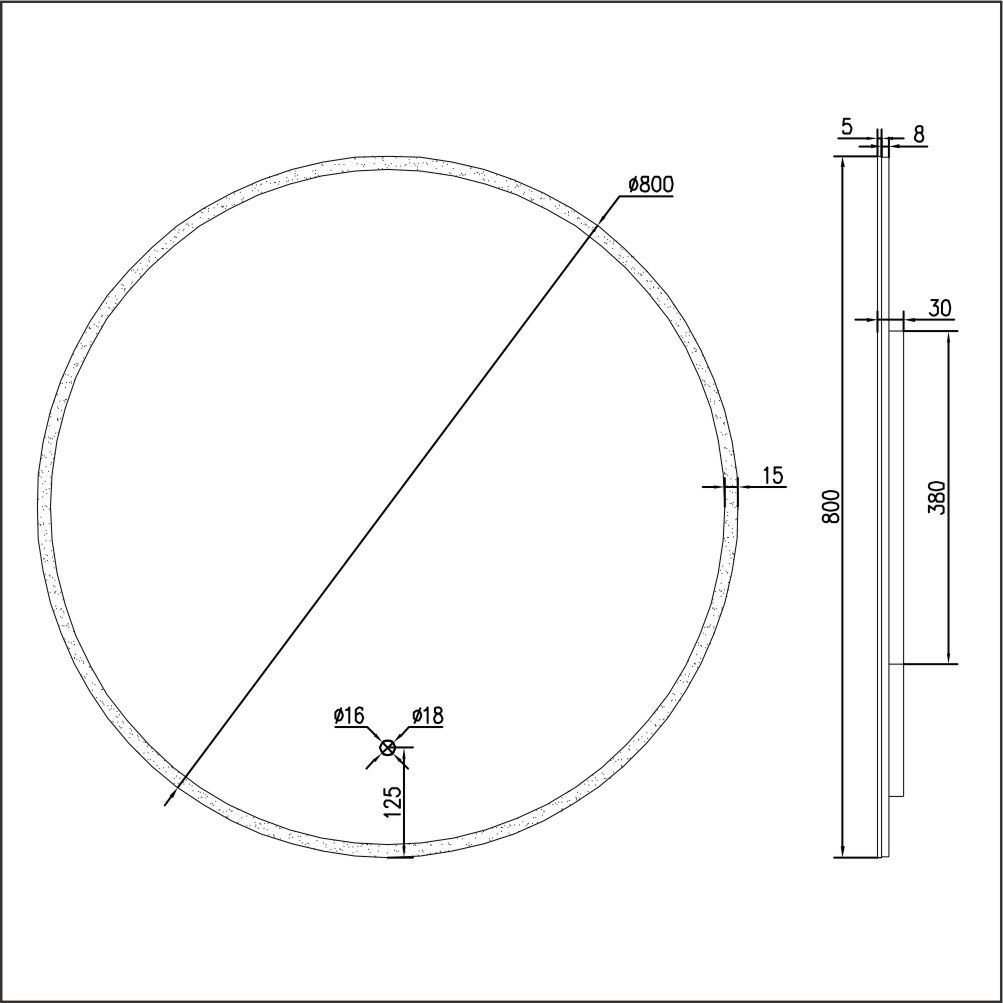 Зеркало круглое EXCELLENT Lumiro D=80 (белый мат) Зеркало круглое EXCELLENT Lumiro D=80 (белый мат)