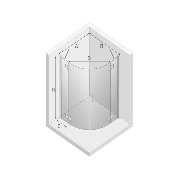 Душевое ограждение NEW TRENDY NEW MERANA 100x100x195 K-0332 (хром)