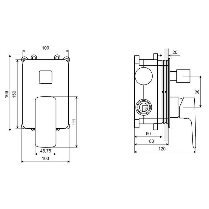 Смеситель для душа скрытого монтажа EXCELLENT Keria AREX.2045CR (хром)