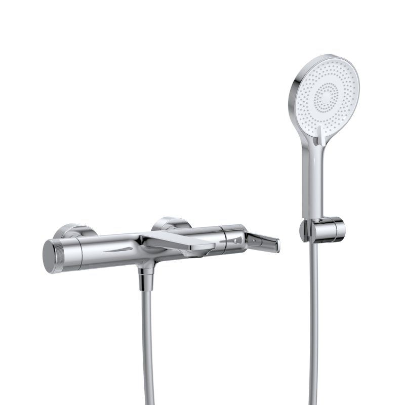 LUX-VD-01 Смеситель для ванны и душа однорычажный в комплекте с ручным душем, шлангом и держателем, хром, артикул LUX-VD-01