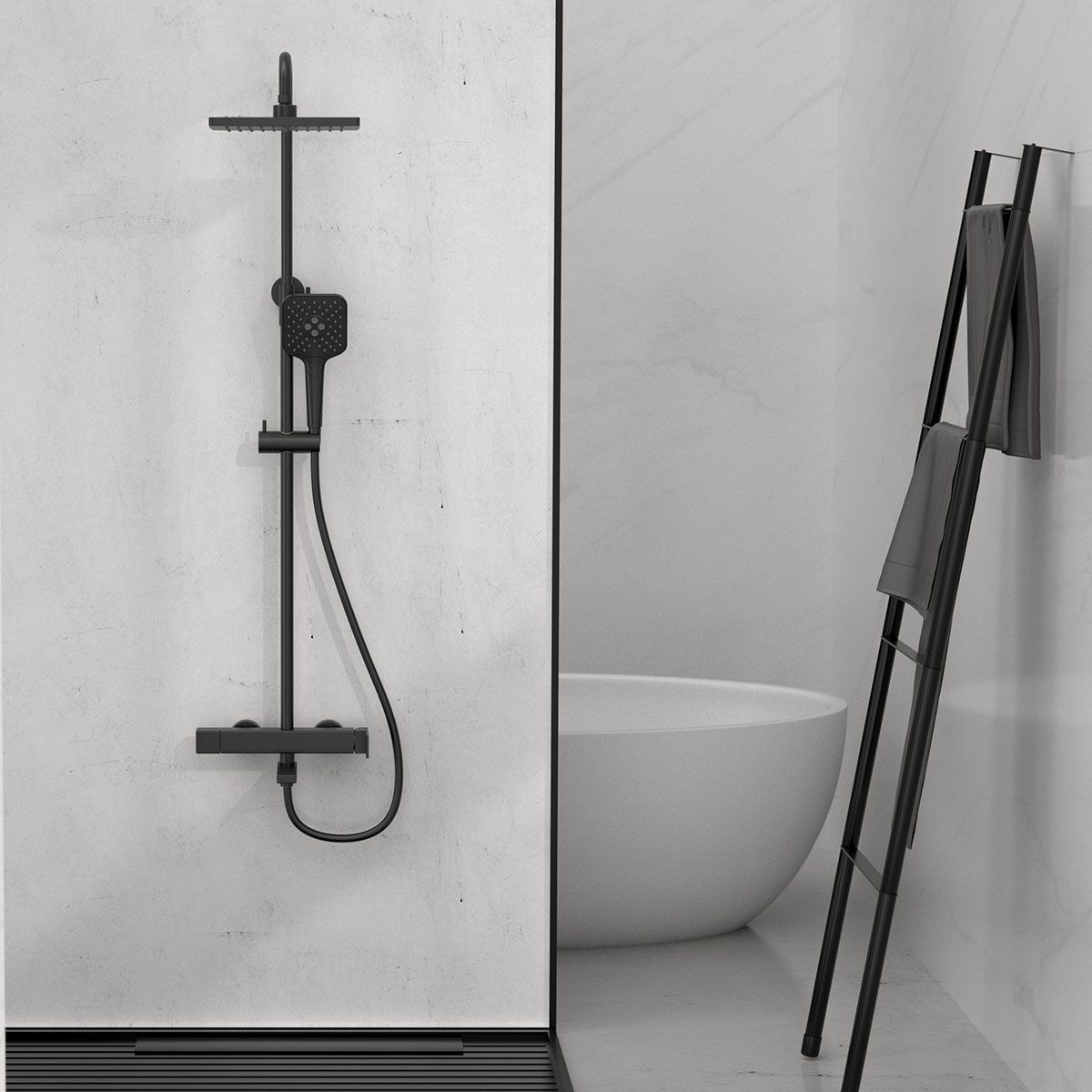 душевые стойки Vincea Душевая стойка Cube VSFS-1C1MB с изливом, черный,