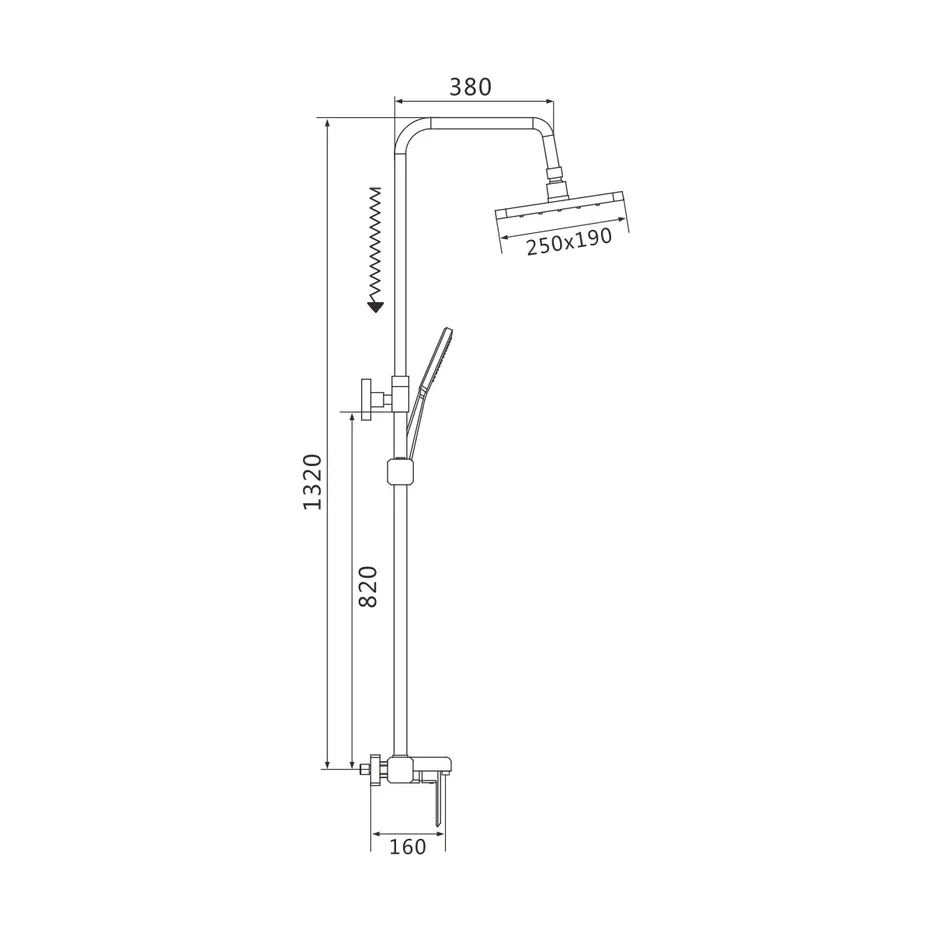 Душевая система Shevanik S8836H, черный
