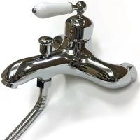 Смеситель для ванны Bronze de Luxe Perse TB9055-OR Хром ручка Белая