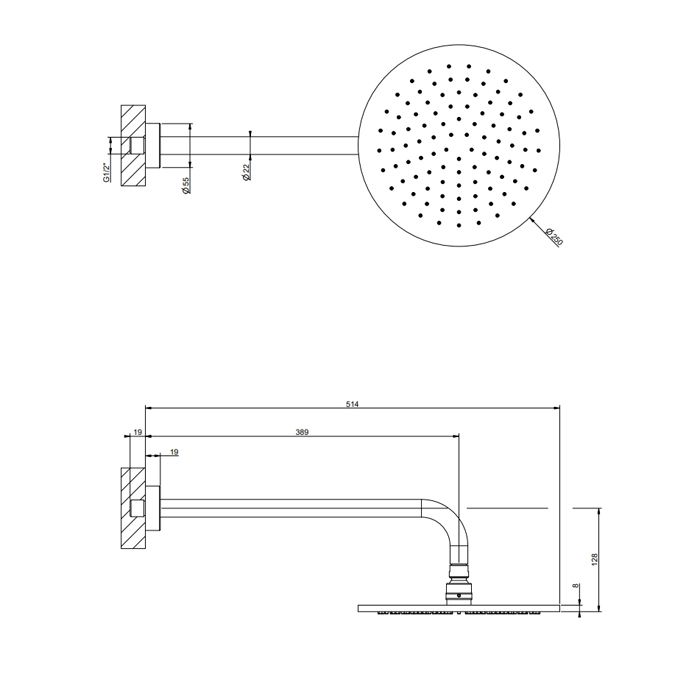 GESSI Origini Верхний душ с кронштейном, настенный ,защитой от известкового налета, цвет: хром