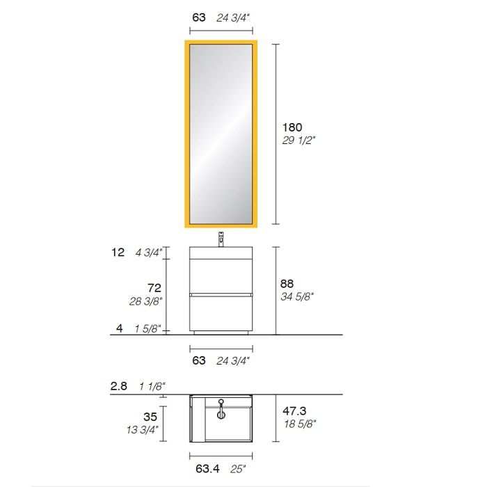 NOORTH milldue edition Zenit База п/рак c рак. MAN с 1отв., 63.4х47.3хh88.5см, 2 ящика, мат. лак, руч.M91, Цвет:База, ручка Grafite-33, цоколь черный, артикул Z116.33.33.M91.1