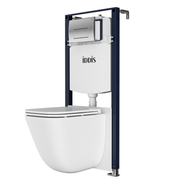 Комплект 3в1: подвесной унитаз, инсталляция и клавиша смыва хром IDDIS Basic (BASTQ01i73)