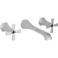 CISAL Cherie Смеситель на раковину на 3 отверстия из стены, излив 200 мм,внешняя часть, цвет хром/черный матовый