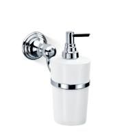 Дозатор для жидкого мыла, Decor Walther, CL WSP, механический (нажимной), тип установки-настенный, материал колбы-фарфор, цвет колбы-белый, цвет дозатора-хром