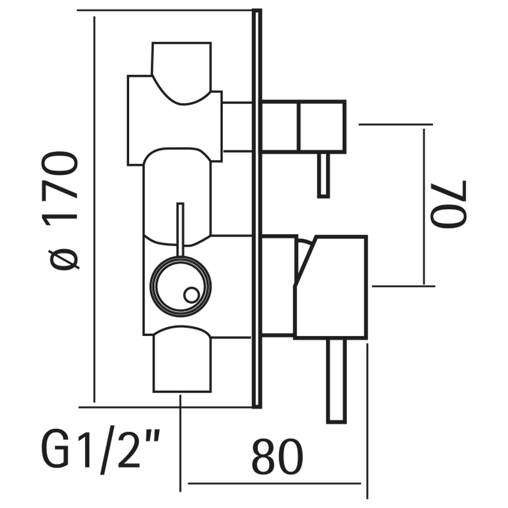 HUBER Lynox Встраиваемый смеситель для душа с переключателем на 2 выхода, на круглом основании, нержавеющая сталь, артикул LX000210D1