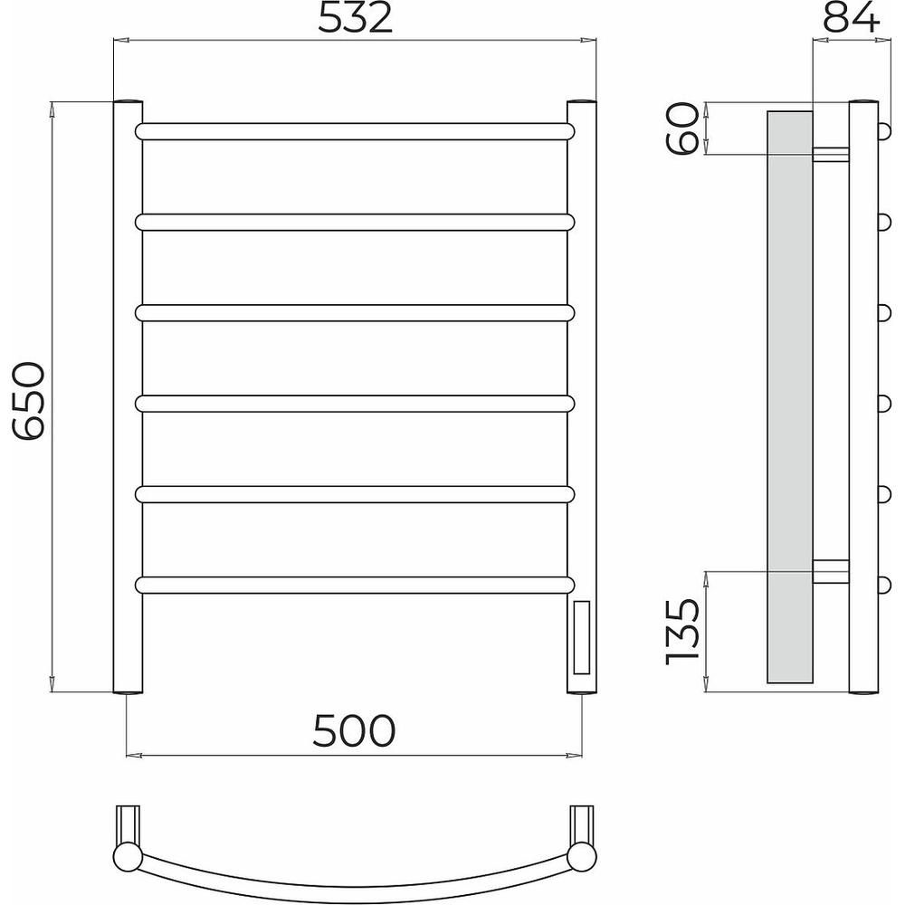 Полотенцесушитель электрический Terminus Классик П6 50х65, артикул 4670078531322
