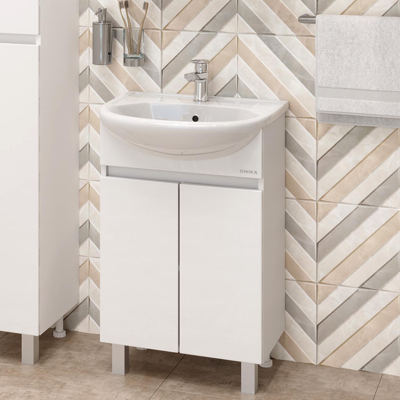 Тумба Onika Милтон 55 напольная, белая (ум. Уют 55)