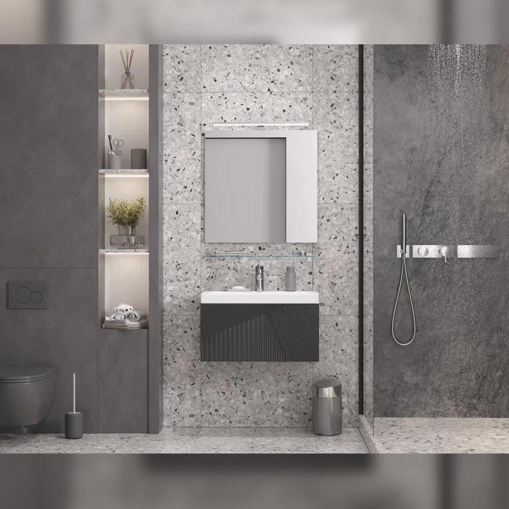 Тумба под раковину подвесная Velvex Edge tp.EDG.9696.70.1Y графит, 70 см, артикул tp.EDG.9696.70.1Y графит