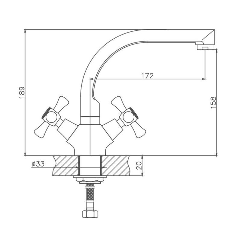 Смеситель для кухни Cron CN4742, хром