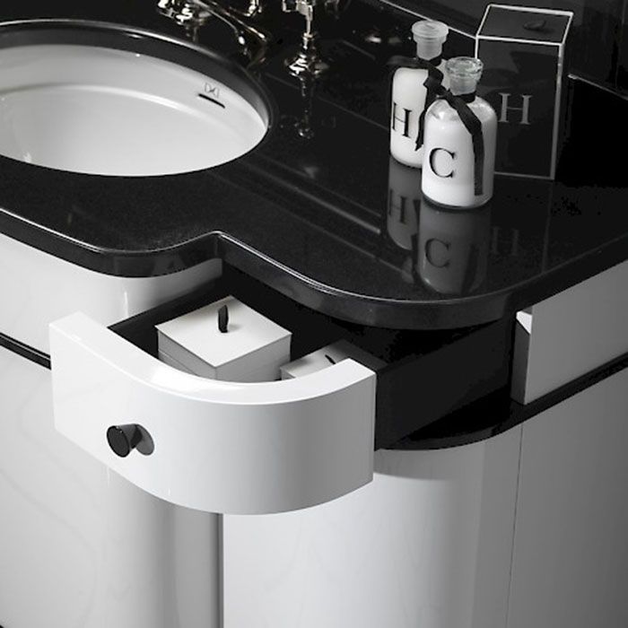 Devon Music База с гранитом NERO ASSOLUTO c 3отв.(120,5х42/56хh88,5/96см); корпус цвет:белый с кантом черным; ножки цвет: черный (без раков. WHITE56), артикул EFMUSICPW/DBGRN-WHITE56/3F