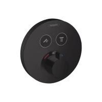 Смеситель для душа, Hansgrohe, ShowerSelect S, тип открывания воды-нажимной (кнопки), тип регулирования воды-термостатический картридж, тип установки-настенный встраиваемый, внутренняя часть-необходимо заказать, цвет-черный матовый Смеситель для душа, Hansgrohe, ShowerSelect S, тип открывания воды-нажимной (кнопки), тип регулирования воды-термостатический картридж, тип установки-настенный встраиваемый, внутренняя часть-необходимо заказать, цвет-черный матовый