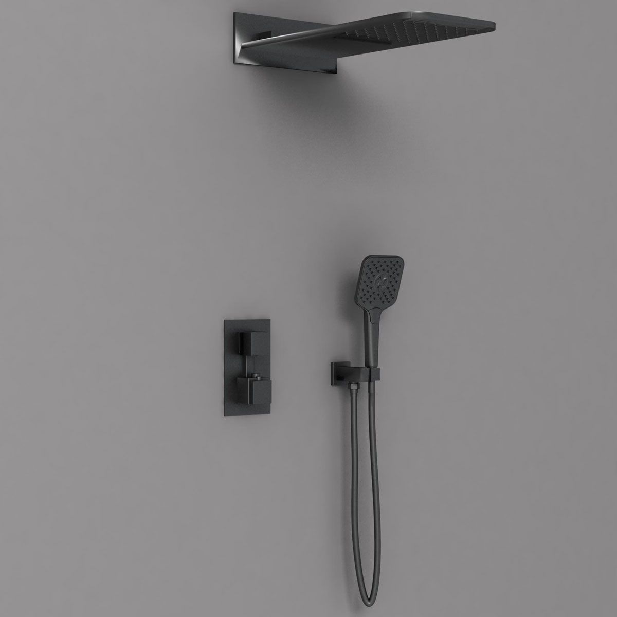 Душевой комплект VSFW-103TMB термостатический встраиваемый, двухрежимный, черный