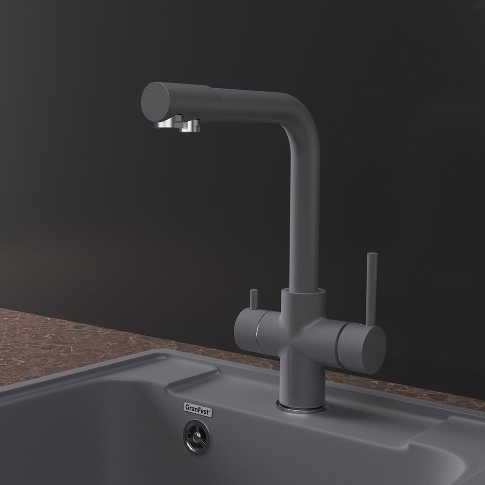 Смеситель для кухни с подключением фильтра GranFestGF-Z-5423, темно-серый