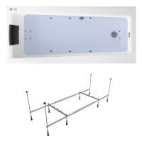 Гидромассажный комплект 4 в 1 Lavinia Boho Rock 36237H00, акриловая ванна 160x75 см, каркас с монтажным набором, подголовник, гидромассаж