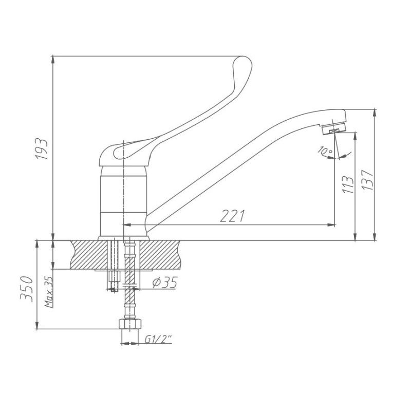 Смеситель для кухни с хирургической ручкой Haiba HB4254, хром