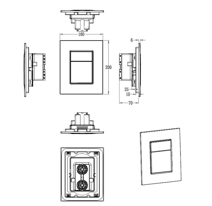 Кнопка смыва для инсталляции пневматическая WONZON & WOGHAND, Брашированное золото (WW-IB256-BG)