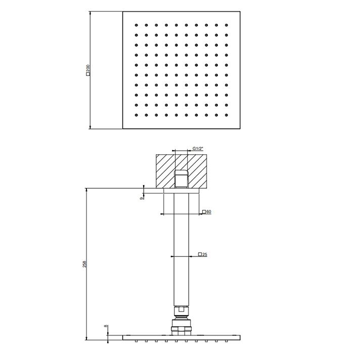 Gessi Emporio Emporio shower Душевая головка потолочная, поворотная с шарниром, с защитой от известкового налёта, цвет: Finox Brushed Nickel