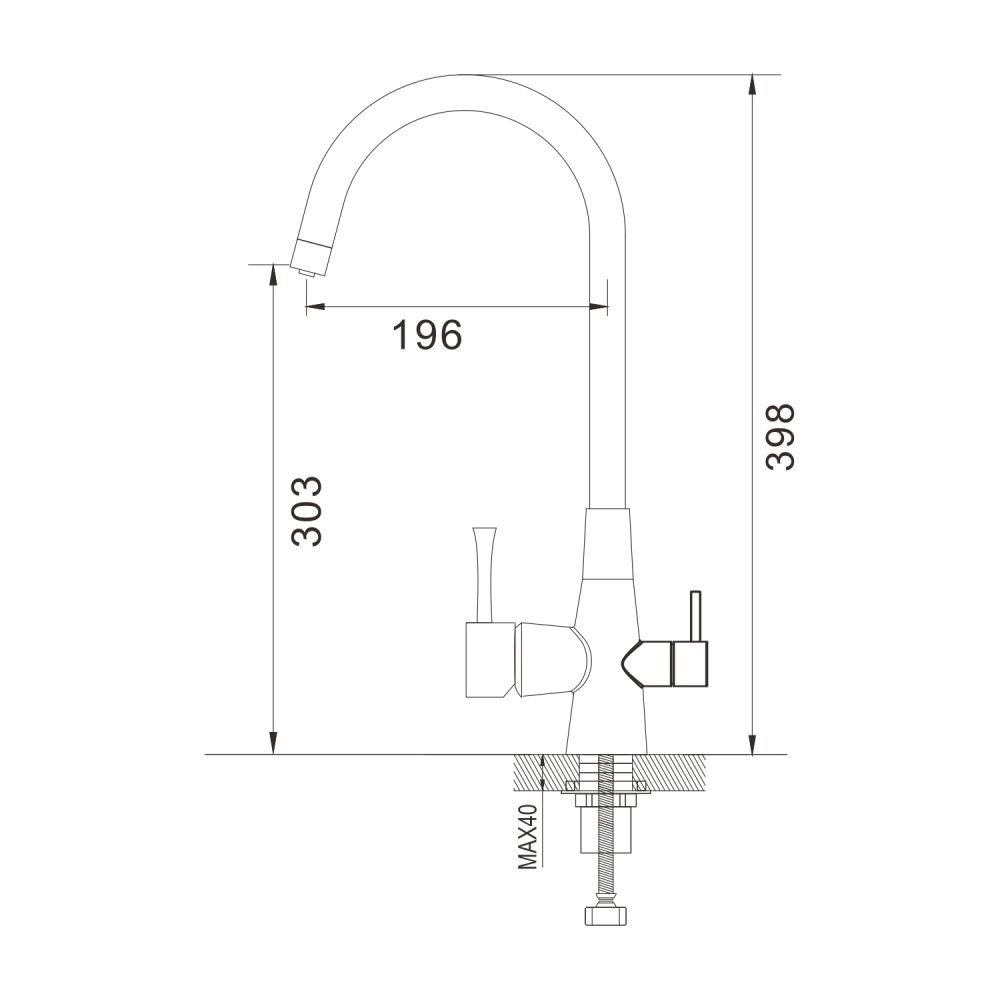 Смеситель для кухни с подключением фильтра Shevanik S428C, белый