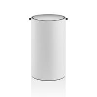 DECOR WALTHER STONE BEMD Корзина для мусора Ø185х300 мм., с вращающейся крышкой, цвет белый матовый/полированная нержавеющая сталь