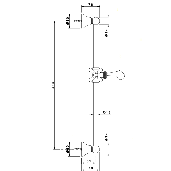 Nicolazzi Doccia Душевая штанга, 545мм, цвет: бронза