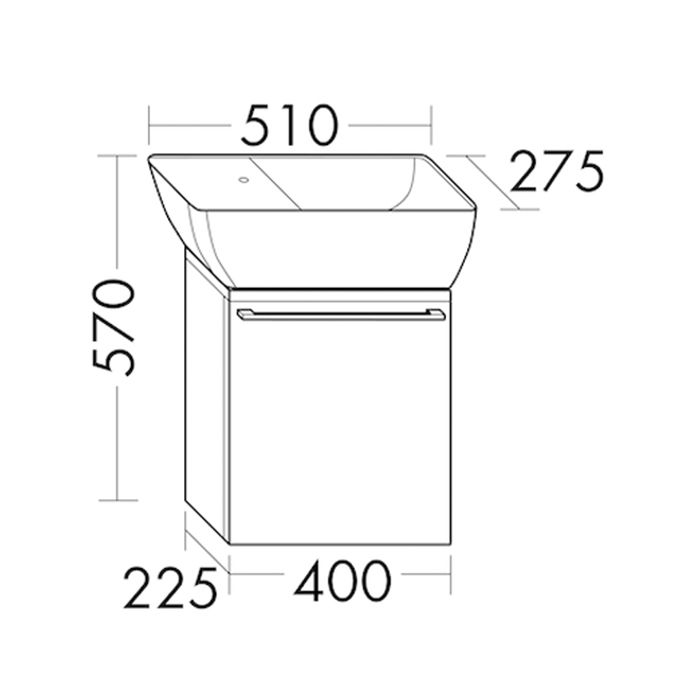 BurgBad Bel База с умывальником 510х275х570 мм  1 дверка правая R,ручка выемка, цвет белый глянцевый F0590, артикул SEEK051RF0590C0001*1