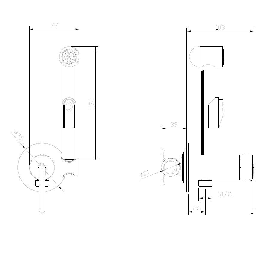 Гигиенический душ DQ Köln встраиваемый (DA1754501), артикул DA1754501