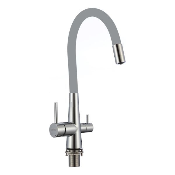 Смеситель для кухни с подключением фильтра воды Fmark FS1062-A04, хром/серый