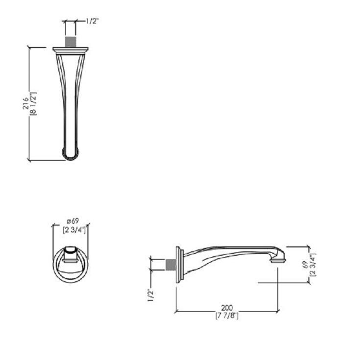 Devon Tribeca Выпуск одиночный настенный 216 см, цвет никель блестящий, артикул MNHTB411NK