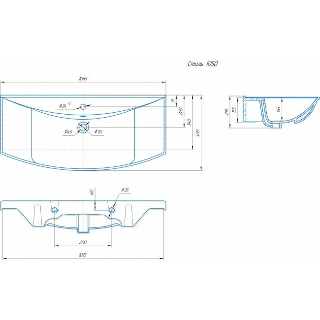 Умывальник мебельный Kirovit Стиль 105 (УТ000001524), артикул УТ000001524