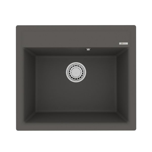 Кухонная мойка Lemark HANKA 570 врезная прямоугольная из кварцгранита цвет: Серый шёлк (9910017)